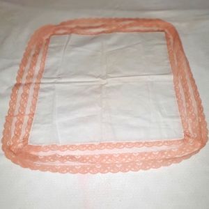 Peach and White Linen Dress Handkerchief